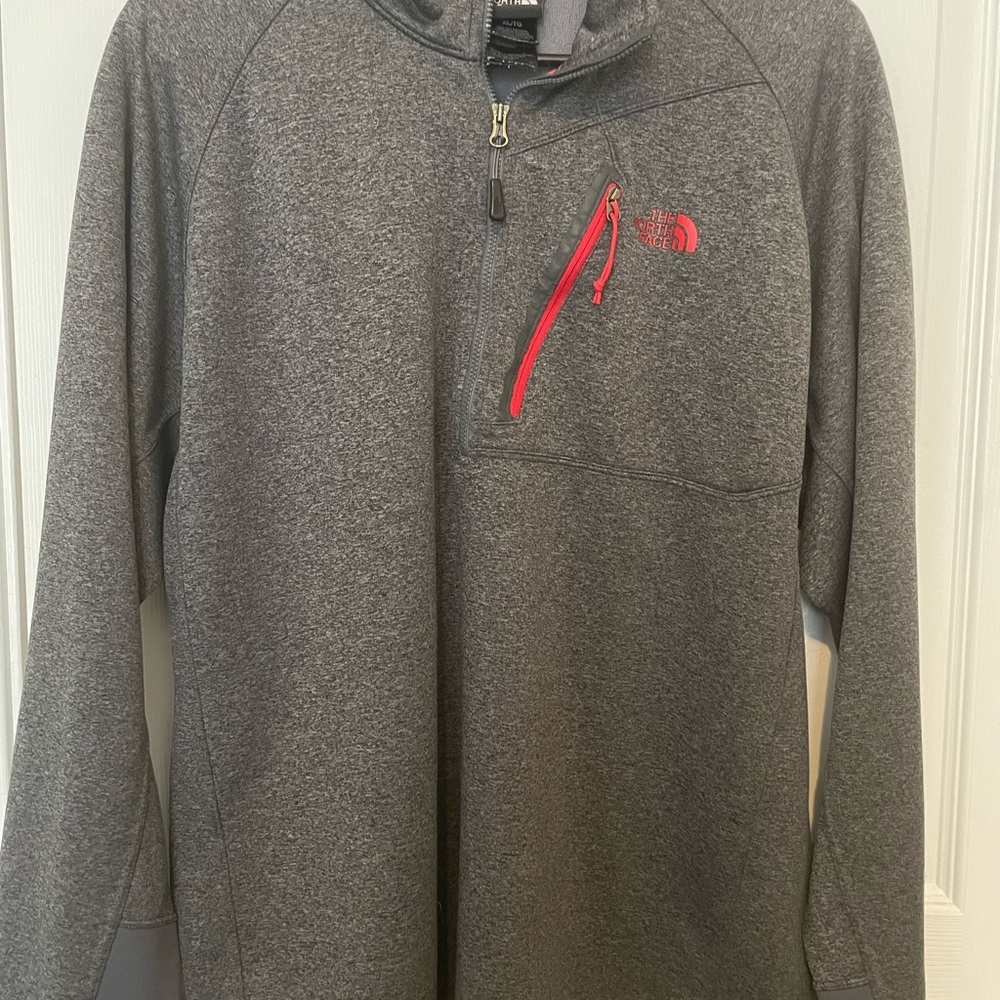 The North Face Gray Fleece with Red Trim